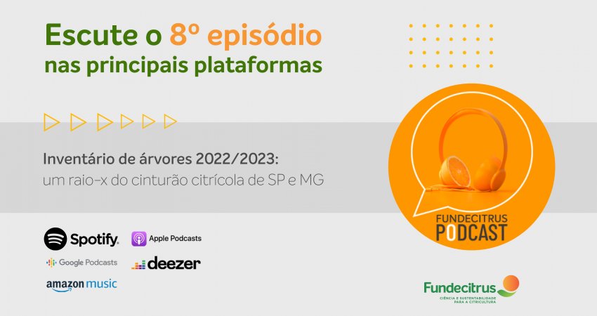 Fundecitrus Podcast traz detalhes sobre o inventário de árvores 2022/2023 do parque citrícola de SP e MG